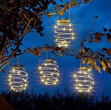 Image of Coospy Solar LED Lanterns - 4pcs Spiral Solar Garden Lights, Waterproof Pendant Light for Outdoor, Patio, Porch