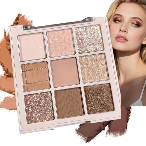 Image of 9 Color Brown Eyeshadow Palette,Matte&Shimmering Neutral Shades,Waterproof Eyeshadows,Smudge proof Makeup,Highly Pigmented Long-Lasting Eye Makeup Palette,Travel-Friendly Eye Makeup Palette(Brown)