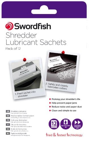 Image of Swordfish Shredder Oil Lubrication Sachets - Suitable for all Paper Shredders (Pack of 12) ref 40015
