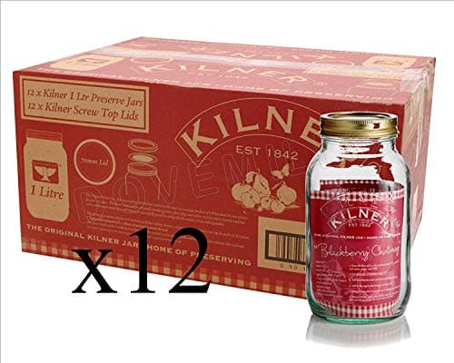 Image of Set of 12 Kilner 1L Screw Top Preserve Preserving Jam Pickle Glass Storage Jar