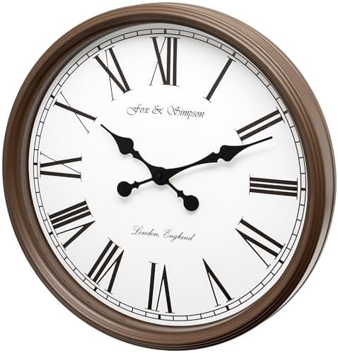 Image of Fox and Simpson Grand Central Station Extra Large 50cm / 20-Inch Wall Clock in Cream (Dark Earth Brown)