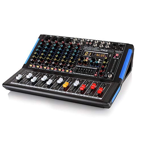 Image of Pyle DJ Mixer, Audio Mixer Deck 8-Channel, Bluetooth, XLR Sound Board, Studio Mixing Desk for Music, Streaming, Stage, Karaoke, PA Use, 48V Phantom Power Audio Console with Input Output Control