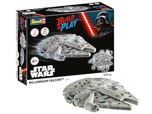 Image of Revell 06566 Build & Play: Star Wars Millennium Falcon - With Authentic Lights & Sounds - 1:164 Scale Unbuilt Pre-coloured Click-Together Toy - 18 Parts - From 6 Years+