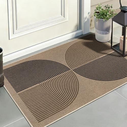Image of Capslpad Dirt Trapper Door Mat 60x90cm, Non-Slip Door Mat Indoor, Machine Washable Entrance Rug, Jute Look Durable Inside Floor Mat for Entryway, Front Back Door, Muddy Wet Shoes and Paws, Black Brown