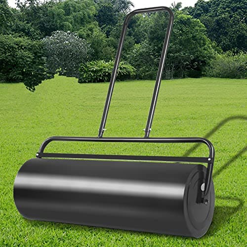 Image of COSTWAY 48L/60L/63L Garden Grass Roller, Large Capacity Lawn Push Rolling Tool, Heavy Duty Drum & Removable Drain Plug, Fill with Water or Sand, Premium Galvanized Steel (63L, Black)