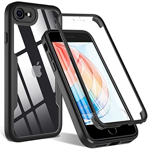 Image of OWKEY iPhone SE 2020 Case, iPhone SE 2022/8/7 Case, 360° Full Body Heavy Duty Cover With Built-In Screen Protector, Shockproof Protective Phone Cover for iPhone SE/8/7 3rd 2nd Gen 4.7” (Black)