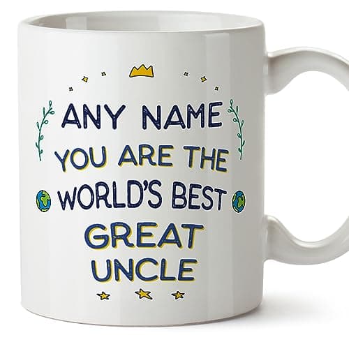 Image of MUGFFINS Personalised Mug for Great Uncle - in English - World's Best - Funny Custom Gift - Ceramic 11oz Mug