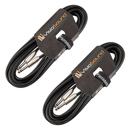 Image of VisioSound 2 x 6.35mm 1/4" Jack to Jack PA Speaker Cable/Guitar Amp Head Cab Lead / 2 Pack 6m