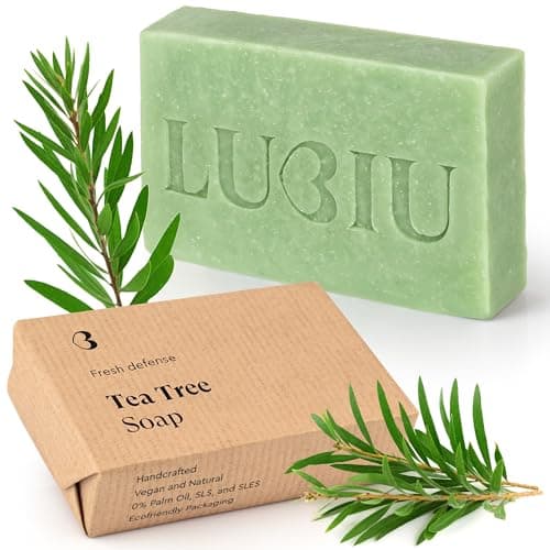Image of lubiu Natural Tea Tree Soap Bar 100g for Acne Treatment - Face Cleanser and Body Acne - Scented Soap