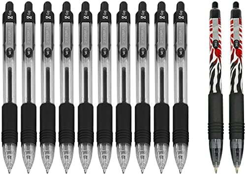 Image of Zebra Z-Grip Retractable Ballpoint Pen - Black Ink - Pack of 10 + 2 Red Flame