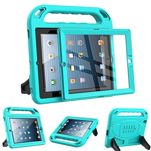 Image of Surom Kids Case for iPad 2 3 4 (Old Model)- Built-in Screen Protector, Shockproof Handle Stand Kids Friendly Protective Case for iPad 2nd 3rd 4th Generation, Turquoise