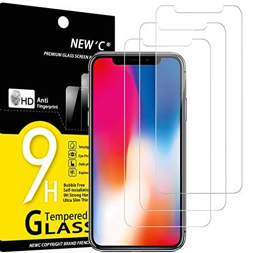 Image of NEW'C 3 Pack Designed for iPhone 11 Pro and iPhone X and iPhone XS Screen Protector Enhanced Tempered Glass Protection, Case Friendly Scratch Resistant,Bubble-Free, Ultra Resistant