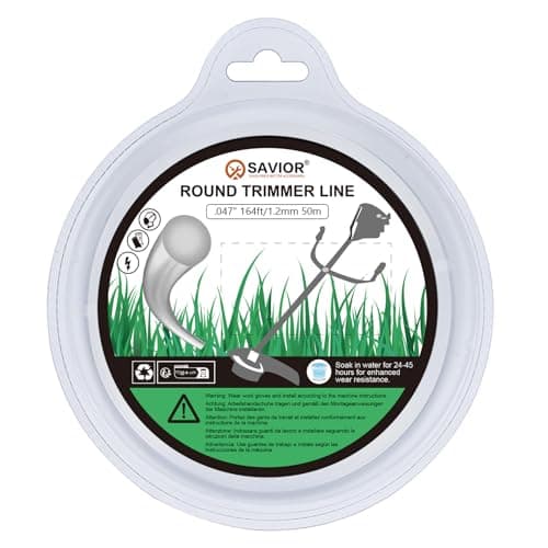 Image of Savior 50M 1.2mm Strimmer Wire Universal String Trimmer Line Nylon Strimmer Cable 1.2mm 1.6mm 2mm 2.4mm 3.0mm Grass Strimming Cord for Garden Weeds Flower Beds (1.2mm x 50m Round)