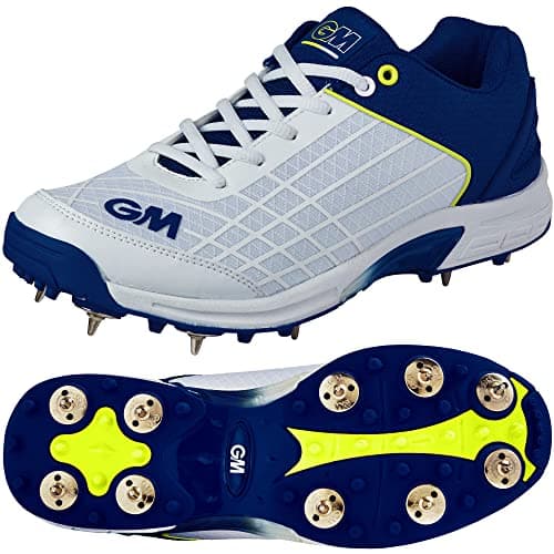 Image of Gunn & Moore GM | Spike Cricket Shoe | Original | Optimal Grip and Lightweight Feel for All Field Positions | Arch Support | Two-Tone TPU Outsole | Blue | Size UK 11 EU 45