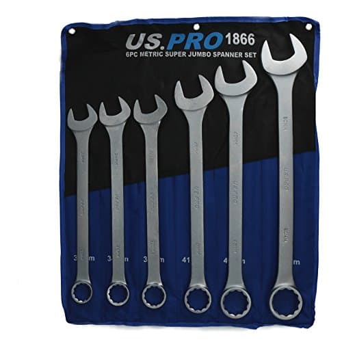 Image of AB Tools 6pc Jumbo Metric Combination Spanner (Open and Ring) 33mm - 50mm Bergen AT124
