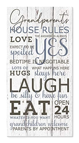 Image of Grandparents House Rules Rustic Wood Wall Sign 9x18