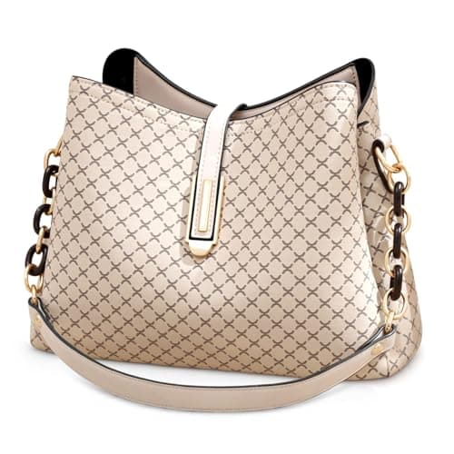 Image of FORRICA Shoulder Bag Women Handbag Retro Crossbody Bag Ladies Cross Body PU Leather with 3 Large Pockets for Work Dating Shopping Khaki