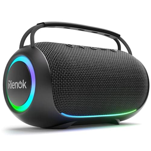 Image of RIENOK Bluetooth Speaker 80W Outdoor Portable Speaker 30H Playtimes IPX6 Waterproof AUX USB TF Card Up to 128G Dual Pairing HD Stereo Wireless Bluetooth 5.3 for Home Party Camping Garden