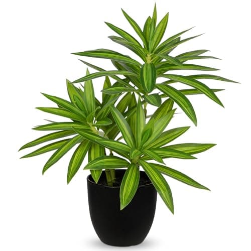Image of Oairse 41cm Fake Plants in Black Pots Artificial Dracaena Plant Decorative Fake Potted Plants Realistic Faux Indoor Plant For Home Bathroom Living Room Kitchen Shelf Table Decoration