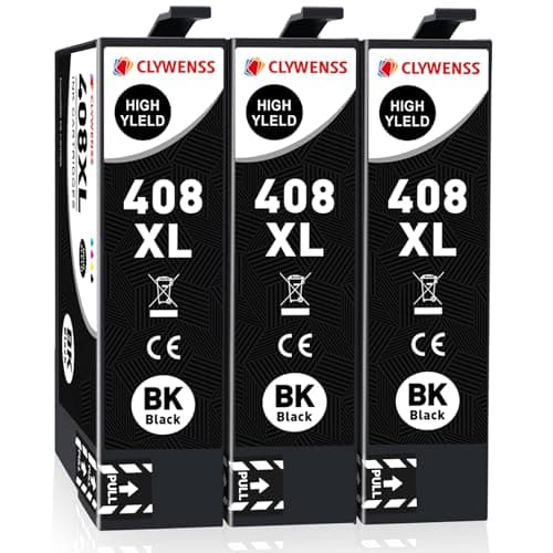 Image of Clywenss 408XL Black Ink Cartridges, High Capacity Compatible with Epson 408XL 408L 408 Ink for WorkForce Pro WF-C4810 WF-C4810DTWF WFC4810 WF-C4310 WF-C4310DW, 3-Black | 2200 Pages per Black