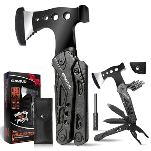 Image of Camping Essentials Multi Tool Gifts for Men Dad 16in1 Multitool Survival Gear with Hammer Pliers Saw Screwdrivers Bottle Opener Whistle Christmas Stocking Fillers Gadgets for Outdoor, Hiking, Repair
