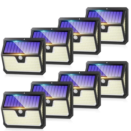Image of Outdoor Solar Lights Motion Sensor - 8 Pack 238 LED Solar Powered Security Light 3 Modes 270° Wide Angle IP65 Waterproof Outside Solar Pir Wall Lighting for Garden Driveway Porch