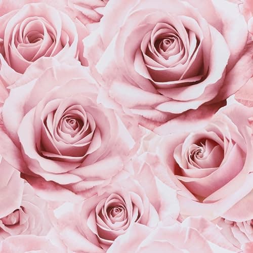 Image of Hode Pink Rose Self Adhesive Wallpaper Vinyl Wrap Sticky Back Plastic 44x3m, Peel and Stick Wallpaper Waterproof Patterned, Wall Paper Roll Living Room Bedroom Dining Room Adults Feature Wall