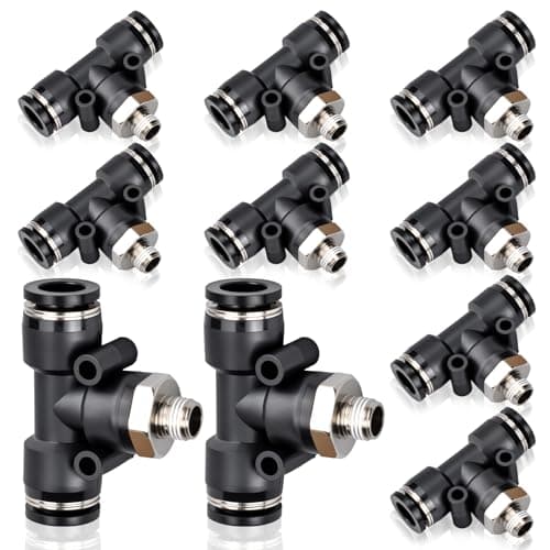 Image of Bwintech 10 Pcs Male Branch Tee 6mm Tube OD x 1/8" BSP Thread Push to Connect Fittings PB6-01
