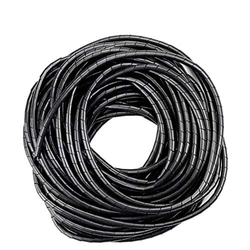 Image of GTIWUNG 4mm x 25m Cable Tidy Wrap Cable Management System Cutable Flexible Cable Tidy Tube Spiral Cable Tidy Sleeves for TV Wire Computer Cable on Home or Office, Black