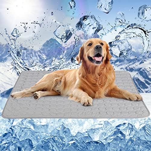 Image of ANWA Reusable Dog Cooling Mat Extra Large 100x70cm, Easy-Fold Pet Cool Mat for Home Travel, Self Cooling Pad for Dogs Cats in Hot Summer