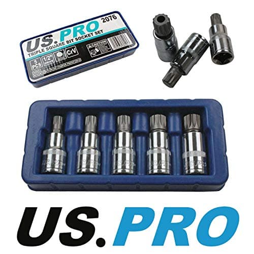 Image of US PRO 5 Piece 1/2'' Drive Spline Triple Square Bit Sockets M10 - M18 2076