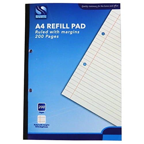 Image of A4 Refill Pad - 200 Pages - Ruled with Margins - 2 Hole Punched