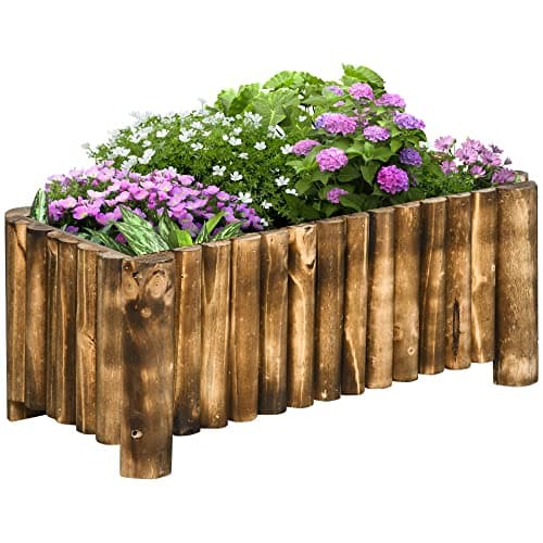 Image of Outsunny 52L Raised Flower Bed Wooden Rectangular Planter Container Box Herb Pot Flower Pot 78L x 35W x 30H (cm)