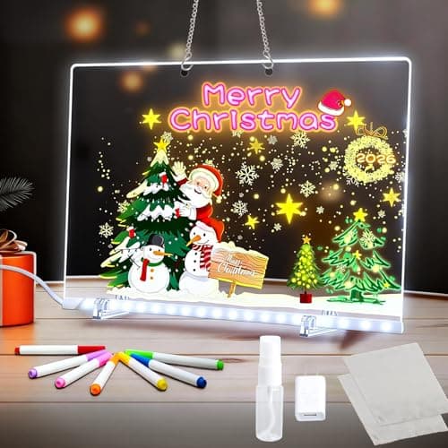 Image of LED Drawing Board 7 Colour Pens, Glow Light Up Writing Tablet with Stand, Illuminated Dry Erase Message Board for Home Office School Kids, 30x20 inch
