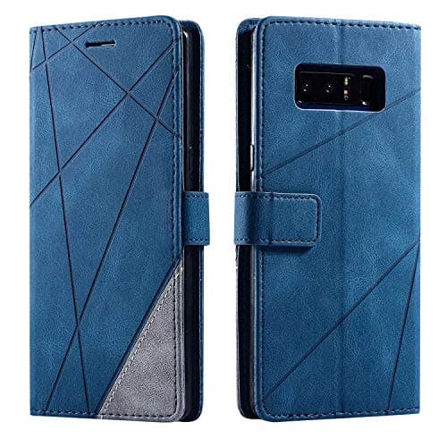 Image of SONWO Case for Galaxy Note 8 Case, Premium Leather Flip Wallet Case Magnetic Closure Card Slots Kickstand Phone Case for Samsung Galaxy Note 8, Blue
