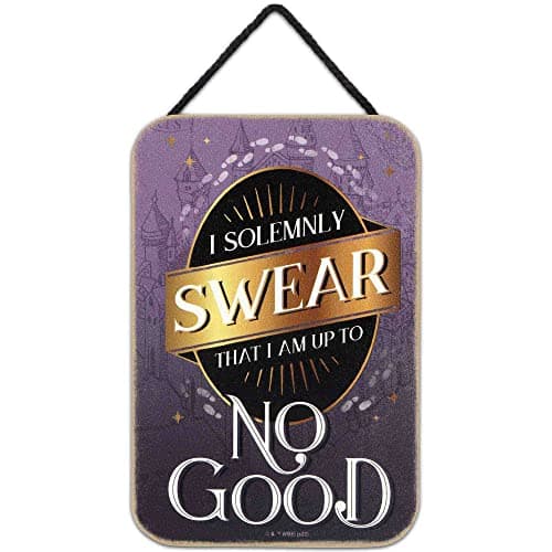 Image of Harry Potter I Solemnly Swear Hanging Wood Wall Decor - Fun Harry Potter Sign for Kids' Bedroom or Movie Room