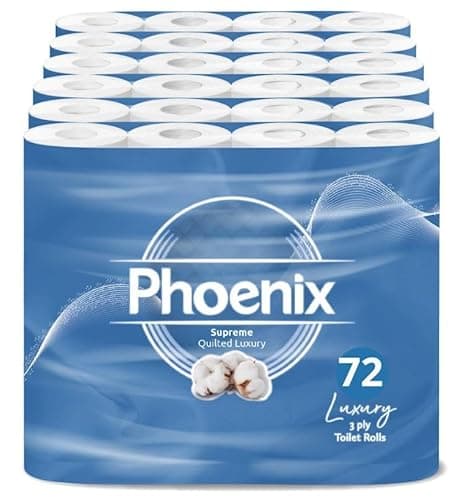 Image of 72 Phoenix Soft Luxury Toilet Rolls Bulk Buy - Quilted White 3 Ply Toilet Paper - Pack of 72 Toilet Tissue (12 x 6 Packs) (Supreme Unscented)