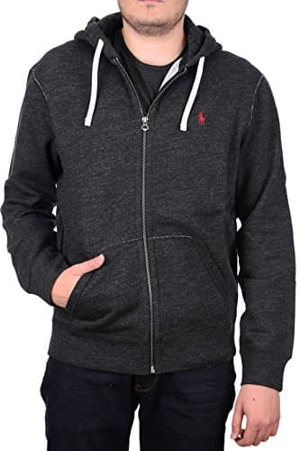 Image of Polo Ralph Lauren Men's Classic Fleece Full Zip Hoodie, Black Heather, XL