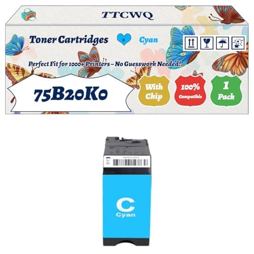 Image of Compatible for Lexmark 75B20K0 75B20C0 75B20M0 75B20Y0 Toner Cartridges Work for Lexmark CS727 CS727de CS728de Printers (1 Pack Cyan)