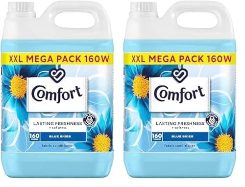 Image of Comfort Blue Skies Fabric Conditioner with Stay Fresh technology for 100 days of freshness + fragrance* 160 wash 5 l, Packaging may vary (Pack of 2)