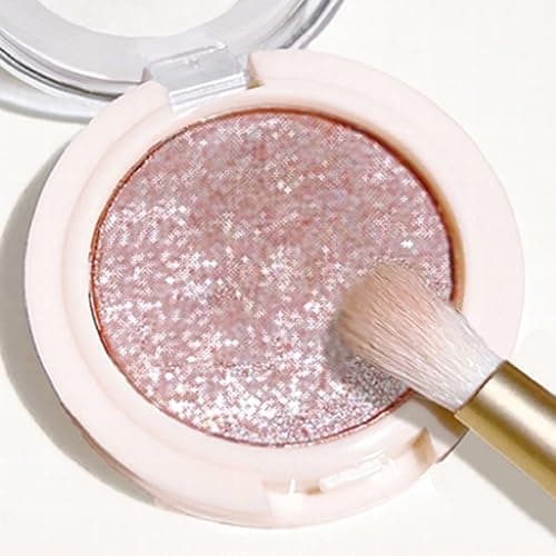 Image of Champagne Glitter Eyeshadow Waterproof Long Lasting Glitter Single Eye Shadows Champagne Shimmer Powder Eyeshadow Singles, Highly Pigmented Blendable Eyeshadow Palette