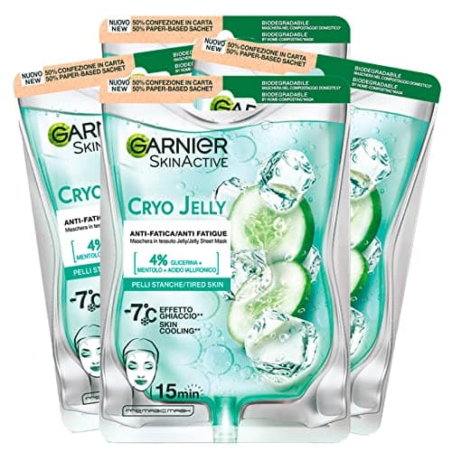 Image of Garnier SkinActive Cryo Jelly Anti-Fatigue Face Mask with Hyaluronic Acid Firming Treatment for Tired and Dull Skin Vegan Formula - 5 Packs