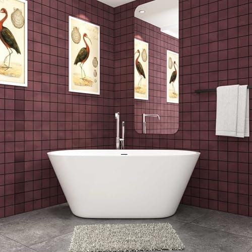 Image of Skybathroom White Acrylic Bathtub 1500X700MM Freestanding Double Ended Modern Shower Bathroom