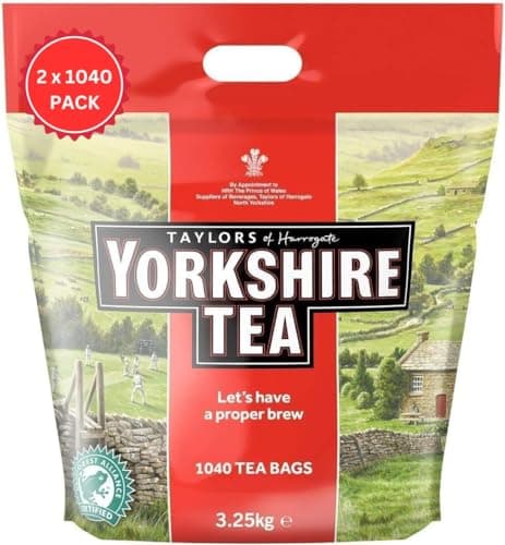 Image of Yorkshire Teabags 2x1040 Multipack English Breakfast Tea | Affordable Black Tea Catering Pack Plant based low caffeine yorks Taylor tea Bags