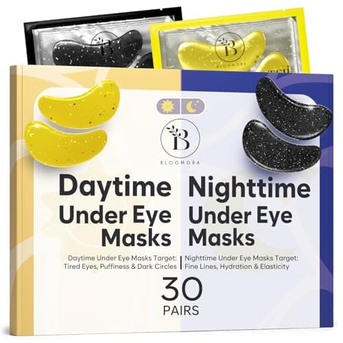 Image of Under Eye Gel Patches (30 Pairs, Mix Box Day & Night), Caffeine Under Eye Patches for Dark Circles, Hydrogel Mask with Collagen & Vitamin C for Puffiness & Hydration, Bridesmaid Gift, Self Care