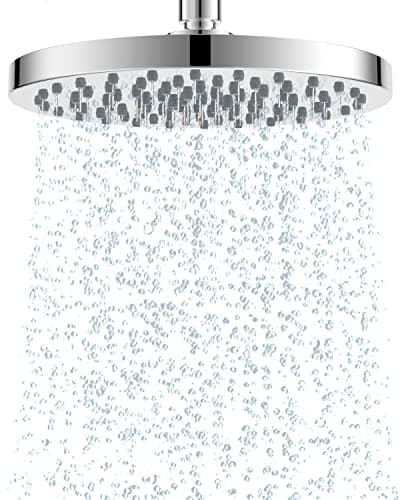 Image of Hibbent Fixed Shower Head 8 Inch Rainfall Showerhead,High Pressure,Swivel Spray Angle, Voluptuous Shower Experience, Easy Installation, Replacement Shower Heads, Stainless Steel Cover,Chrome