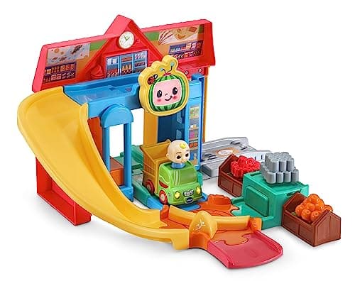 Image of VTech CoComelon Toot-Toot Drivers Cart Racers Grocery Store Track Set, Vehicle Playset for Kids, Lights, Songs from Official CoComelon, Includes JJ's Race Car for 1, 2, 3, 4 + Years, English Version