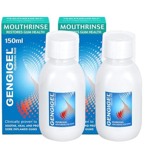 Image of Gengigel Mouthwash 150ml (Pack of 2) – Hyaluronic Acid Mouth Ulcer Treatment for Adults, Gum Repair & Gum Disease Support, Oral Rinse for Bleeding Gums & Mouth Ulcers