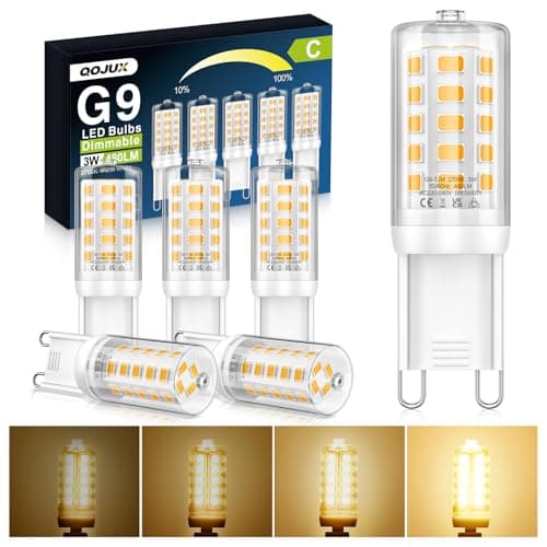 Image of QOJUX 3W G9 Led Bulbs Dimmable, Energy Class C, 34 LEDs 480LM Warm White 2700K, Equivalent to 50W Halogen, CRI>80, AC 220-240V No Flicker Energy Saving G9 Light Bulbs for Home Lighting Decor 5 Pack