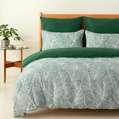 Image of Tokokimo King Size Duvet Cover Set - Green King Size Bedding Sets, Tropical Leaves Pattern, Duvet Cover Sets 230x220 cm with 2 Pillowcases for Bed, Green